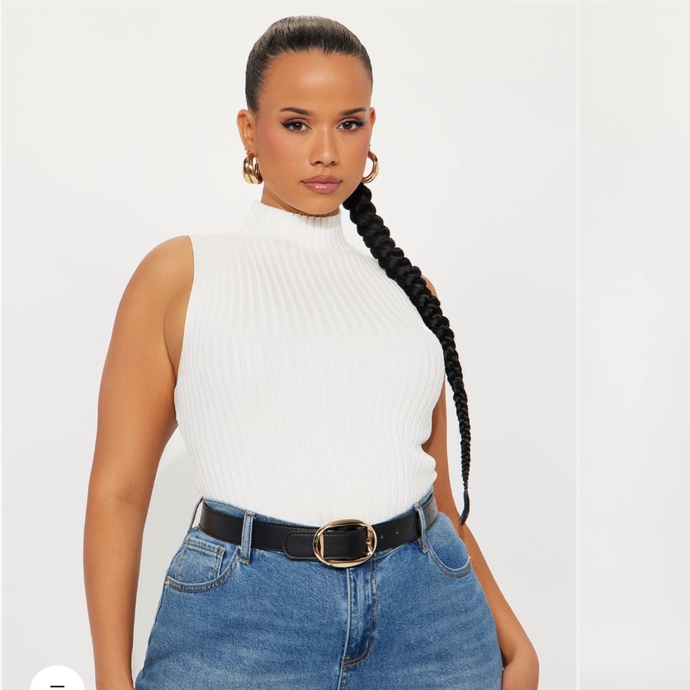 Fashion Nova White Ribbed Sleeveless Blouse